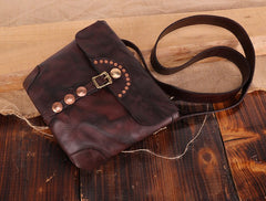 Cool Mens Leather Country Side Bag Small Saddle Messenger bag Shoulder bag For Men - iwalletsmen