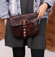 Cool Mens Leather Country Side Bag Small Saddle Messenger bag Shoulder bag For Men - iwalletsmen