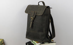 Cool Mens Leather School Backpack Travel Backpack Leather Satchel Backpack for Men - iwalletsmen