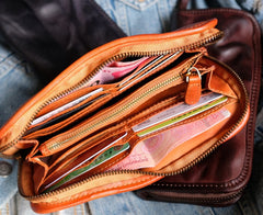Cool Mens Leather Zipper Long Clutch Wallet Zipper Vintage Long Wallet For Men - iwalletsmen