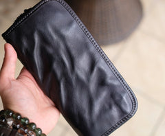 Cool Mens Leather Zipper Long Clutch Wallet Zipper Vintage Long Wallet For Men - iwalletsmen