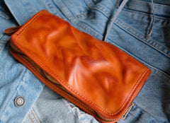 Cool Mens Leather Zipper Long Clutch Wallet Zipper Vintage Long Wallet For Men - iwalletsmen