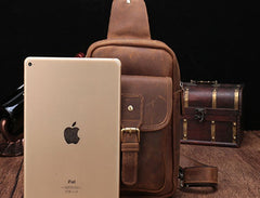 Cool Mens Leather Sling Bag One Shoulder Backpack Sling Crossbody Bag For Men - iwalletsmen