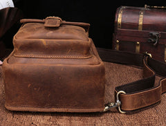 Cool Mens Leather Sling Bag One Shoulder Backpack Sling Crossbody Bag For Men - iwalletsmen