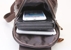 Cool Mens Leather Sling Bag One Shoulder Backpacks Sling Crossbody Backpack For Men - iwalletsmen
