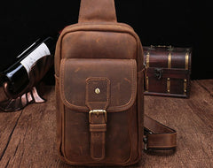 Cool Mens Leather Sling Bag One Shoulder Backpack Sling Crossbody Bag For Men - iwalletsmen