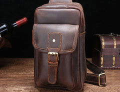 Cool Mens Leather Sling Bag One Shoulder Backpack Sling Crossbody Bag For Men - iwalletsmen