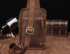 Cool Mens Leather Sling Bag One Shoulder Backpack Sling Crossbody Bag For Men - iwalletsmen