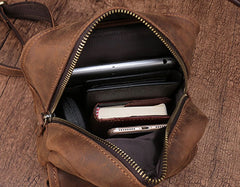 Cool Mens Leather Sling Bag One Shoulder Backpack Sling Crossbody Bag For Men - iwalletsmen