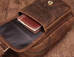 Cool Mens Leather Sling Bag One Shoulder Backpack Sling Crossbody Bag For Men - iwalletsmen