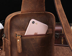 Cool Mens Leather Sling Bag One Shoulder Backpack Sling Crossbody Bag For Men - iwalletsmen