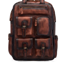 Cool Mens Vintage Leather Backpack School Backpack Travel Backpack for men - iwalletsmen