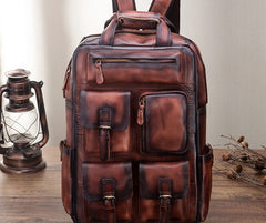 Cool Mens Vintage Leather Backpack School Backpack Travel Backpack for men - iwalletsmen