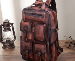 Cool Mens Vintage Leather Backpack School Backpack Travel Backpack for men - iwalletsmen
