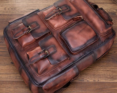 Cool Mens Vintage Leather Backpack School Backpack Travel Backpack for men - iwalletsmen