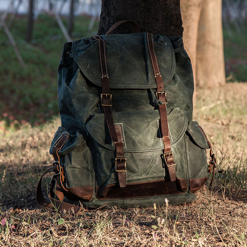 Men's waxed outlet canvas backpack