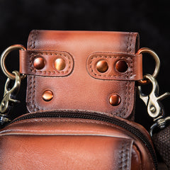 Cool Brown Leather Men's Cell Phone Holster Small Side Bag Mini Messenger Bag For Men - iwalletsmen