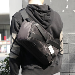 Cool Nylon Cloth Casual Men's Stitching Sling Bag Black One Shoulder Backpack Side Bag For Men - iwalletsmen