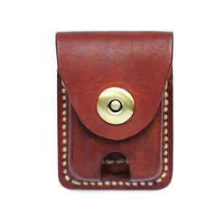 Cool Red Brown Handmade Leather Mens Classic Zippo Lighter Case With Belt Loop Lighter Holders For Men - iwalletsmen