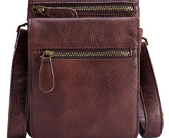 Cool Brown Leather Mens Small Shoulder Bag Belt Pouch Belt Bag For Men - iwalletsmen