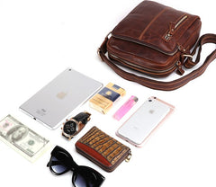 Cool Brown Leather Mini Messenger Bags Small Tablet Messenger Bag Side Bag For Men - iwalletsmen