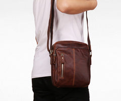 Cool Brown Leather Mini Messenger Bags Small Tablet Messenger Bag Side Bag For Men - iwalletsmen