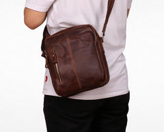 Cool Brown Leather Mini Messenger Bags Small Tablet Messenger Bag Side Bag For Men - iwalletsmen