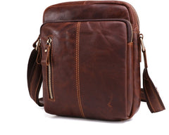 Cool Brown Leather Mini Messenger Bags Small Tablet Messenger Bag Side Bag For Men - iwalletsmen