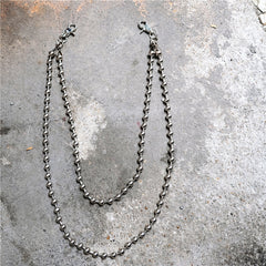 Cool Silver Mens Womens Beaded Pants Chain Long Double Wallet Chain For Men - iwalletsmen