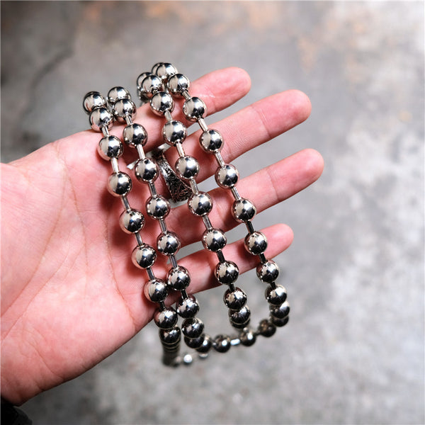 Cool Silver Mens Womens Beaded Pants Chain Long Double Wallet Chain For Men - iwalletsmen