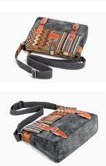Cool Retro Waxed Canvas Leather Mens Womens Ethnic Shoulder Bag 13'' Side Bag Messenger Bag Postman Bag For Men - iwalletsmen