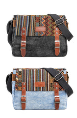 Cool Retro Waxed Canvas Leather Mens Womens Ethnic Shoulder Bag 13'' Side Bag Messenger Bag Postman Bag For Men - iwalletsmen
