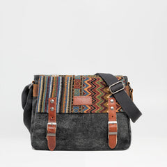 Cool Retro Waxed Canvas Leather Mens Womens Ethnic Shoulder Bag 13'' Side Bag Messenger Bag Postman Bag For Men - iwalletsmen
