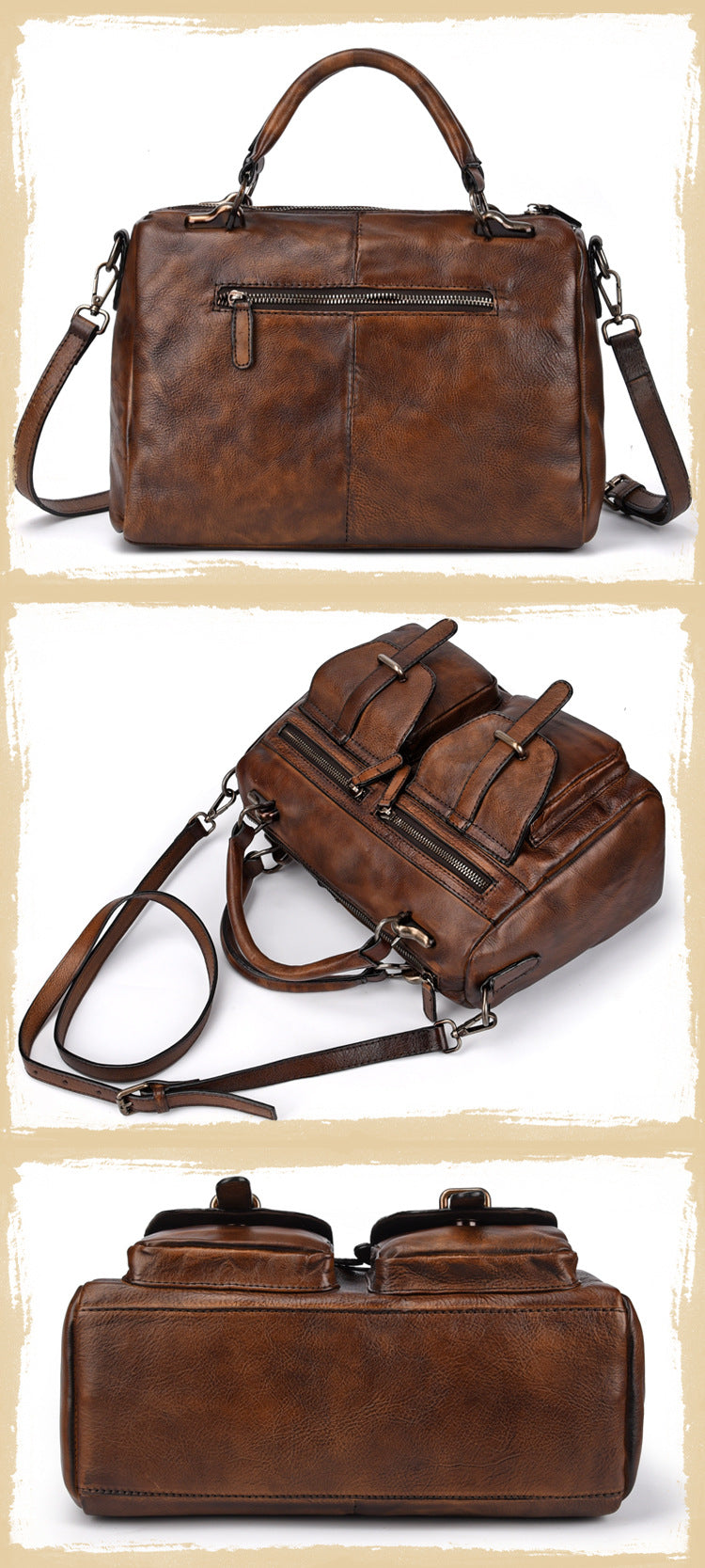 Vintage Leather Men's Small Messenger Bag Handbag Shoulder Bag For Men ...