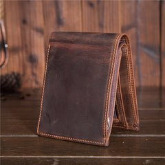 Cool Leather Mens Small Wallet billfold Trifold Wallet Front Pocket Wallet for Men - iwalletsmen