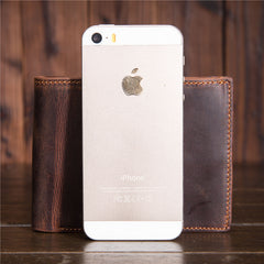 Cool Leather Mens Small Wallet billfold Trifold Wallet Front Pocket Wallet for Men - iwalletsmen
