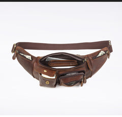 Cool Brown LEATHER MENS FANNY PACK BUMBAG Vintage WAIST BAGS FOR MEN - iwalletsmen