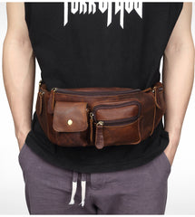 DRAKENSBERG 'Mel' Leather Fanny Pack - Handmade Vintage Waist Bag, 2L Capacity, Havana Brown