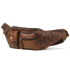 Cool Brown LEATHER MENS FANNY PACK BUMBAG Vintage WAIST BAGS FOR MEN - iwalletsmen