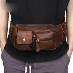 Cool Brown LEATHER MENS FANNY PACK BUMBAG Vintage WAIST BAGS FOR MEN - iwalletsmen