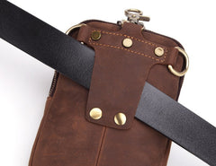 Cool Mens Leather Belt Pouch Cell Phone HOLSTER Belt Bag Mini Side Bag For Men - iwalletsmen