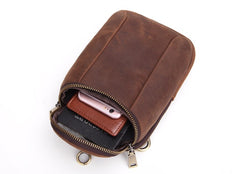 Cool Mens Leather Belt Pouch Cell Phone HOLSTER Belt Bag Mini Side Bag For Men - iwalletsmen