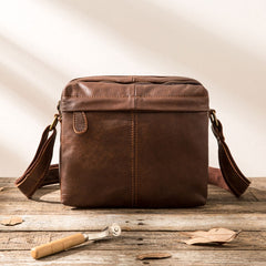 Cool Small Leather Black Mens Messenger Bags Shoulder Bags  for Men - iwalletsmen