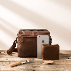 Cool Small Leather Black Mens Messenger Bags Shoulder Bags  for Men - iwalletsmen
