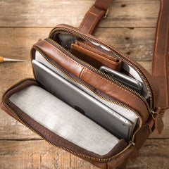 Cool Small Leather Black Mens Messenger Bags Shoulder Bags  for Men - iwalletsmen