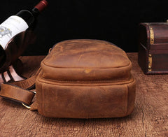 Cool Vintage Brown Leather Chest Bag Sling Bags Crossbody Sling Bag One Shoulder Backpack For Men - iwalletsmen