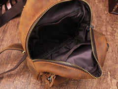 Cool Vintage Brown Leather Chest Bag Sling Bags Crossbody Sling Bag One Shoulder Backpack For Men - iwalletsmen