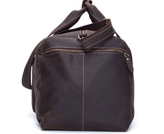 Cool Vintage Coffee Black Leather Mens Overnight Bags Travel Bags Weekender Bags For Men - iwalletsmen