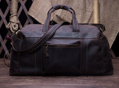 Cool Vintage Coffee Black Leather Mens Overnight Bags Travel Bags Weekender Bags For Men - iwalletsmen