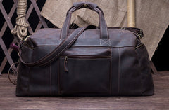 Cool Vintage Coffee Black Leather Mens Overnight Bags Travel Bags Weekender Bags For Men - iwalletsmen